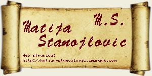 Matija Stanojlović vizit kartica
